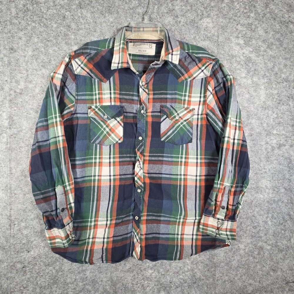 Roebuck & Co. Men's Snap Front Shirt Plaid Size XL